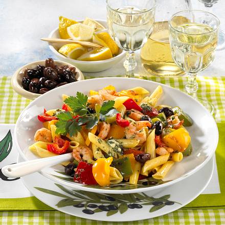 Paprika-Penne mit Garnelen Rezept Paprika-Penne mit Garnelen Rezept