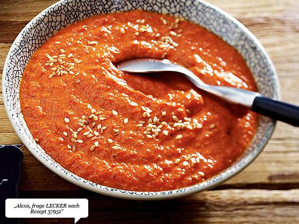 Paprika-Tahina-Dip Rezept Paprika-Tahina-Dip Rezept
