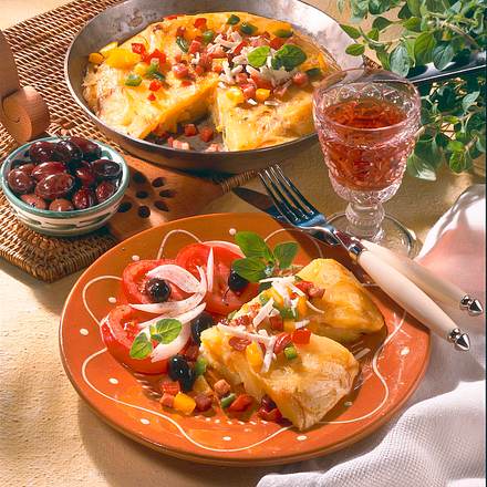 Paprika-Tortilla mit Schafskäse Rezept
