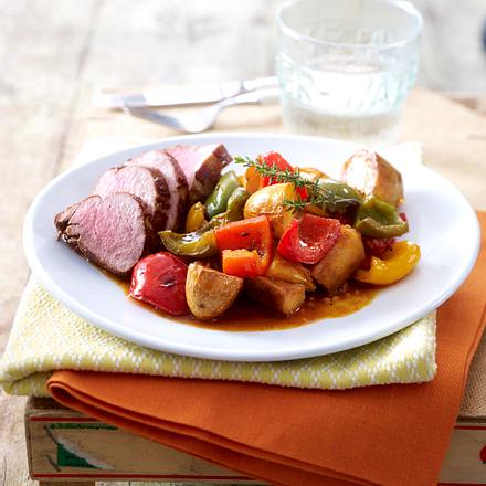 Paprikapfanne mit Schweinefilet Rezept Paprikapfanne mit Schweinefilet Rezept