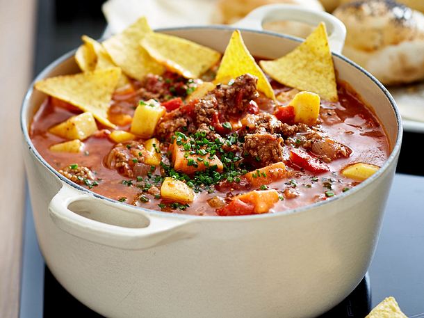 Paprikatopf mit Hack und Tortillachips Rezept Paprikatopf mit Hack und Tortillachips Rezept