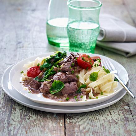 Pasta mit Hühnchenleber Rezept Pasta mit Hühnchenleber Rezept