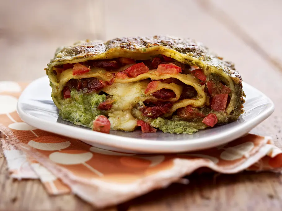 Pastarolle mit Feldsalatpesto Rezept Pastarolle mit Feldsalatpesto Rezept