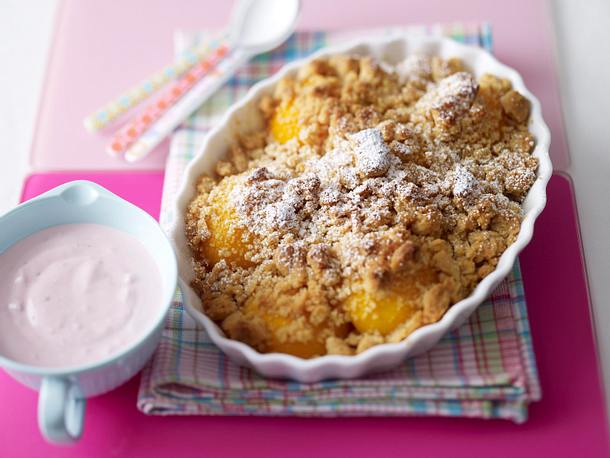 Pfirsich-Crumble mit Zimtstreuseln Rezept