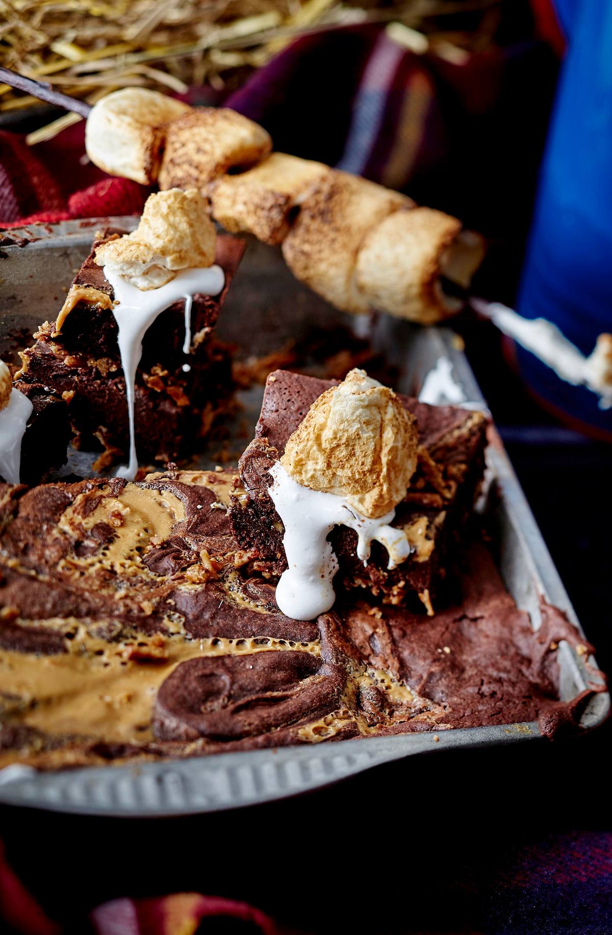 Peanutbutter-Brownies mit roasted Marshmallows Rezept