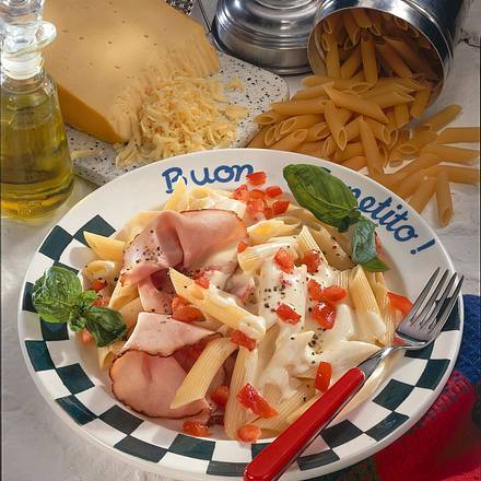 Penne in Schinken-Käse-Soße Rezept Penne in Schinken-Käse-Soße Rezept