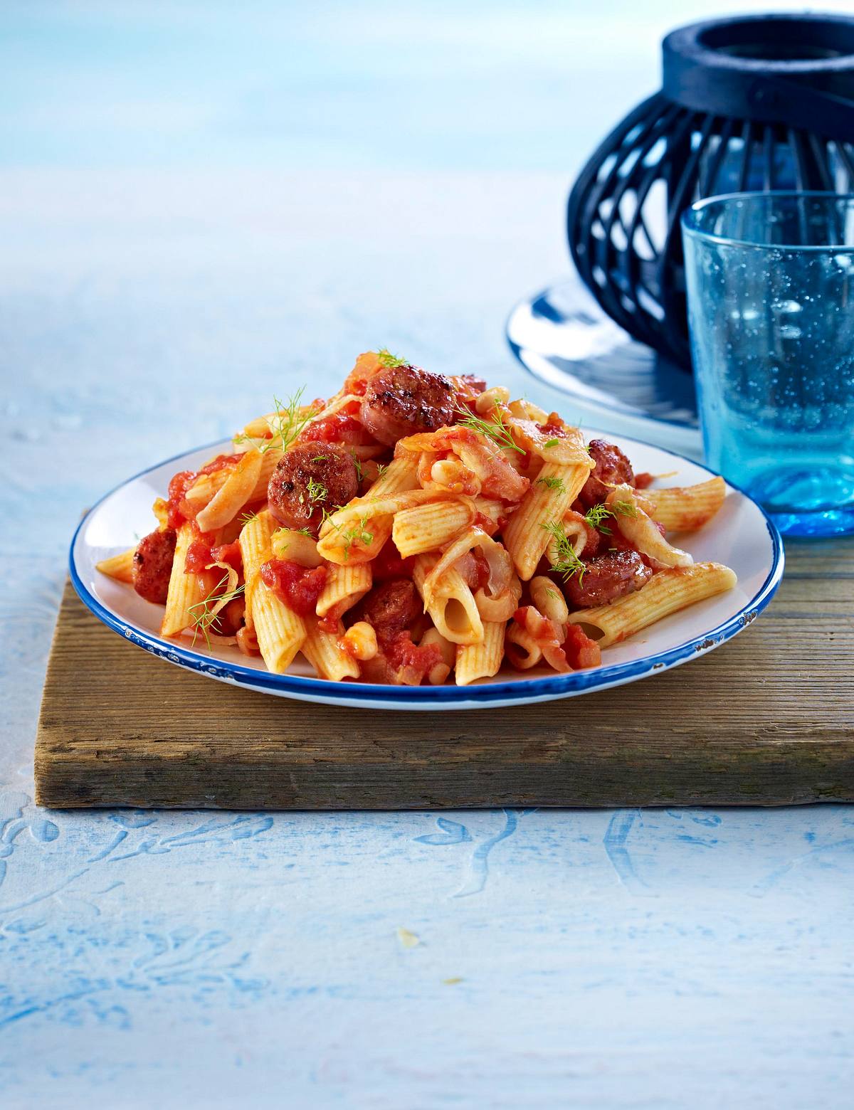 Penne mit Fenchel, Bohnen und Salsiccia Rezept