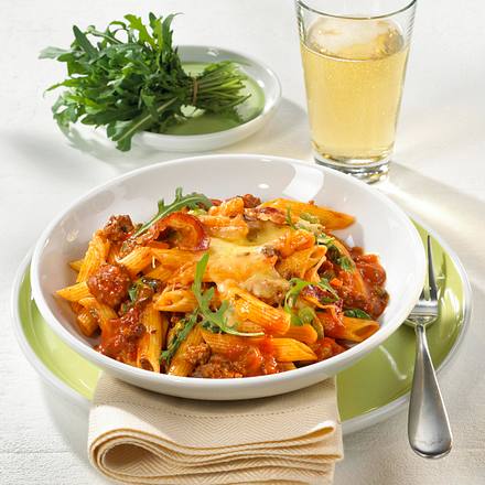 Penne mit Hacksoße und Goudakäse Rezept