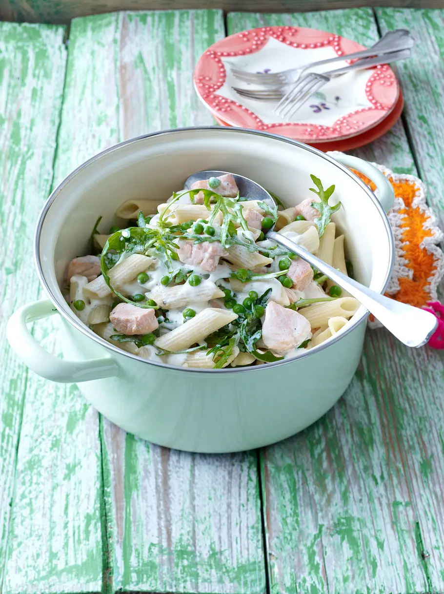 Penne mit Lachs und Rucola Rezept Penne mit Lachs und Rucola Rezept