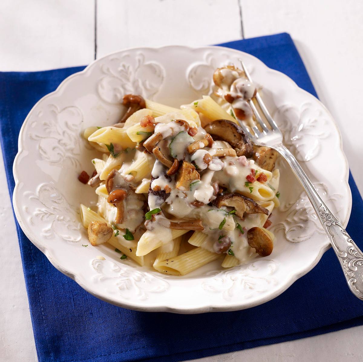 Penne mit Pilz-Sahne-Soße Rezept