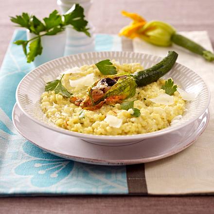 Perlgraupen-Risotto mit gefüllten Zucchiniblüten Rezept