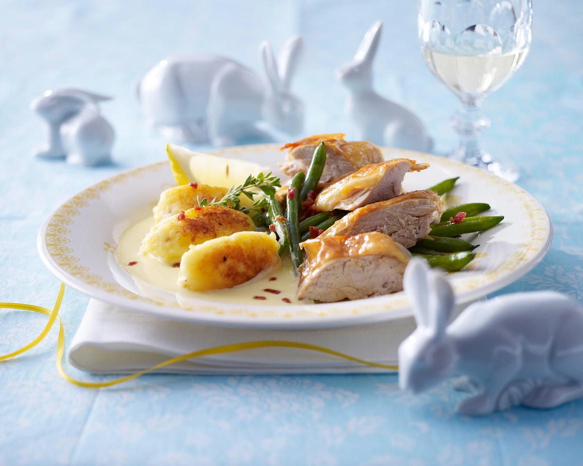 Perlhuhn mit Zitronengras-Hollandaise und Ricotta-Gnocchi Rezept