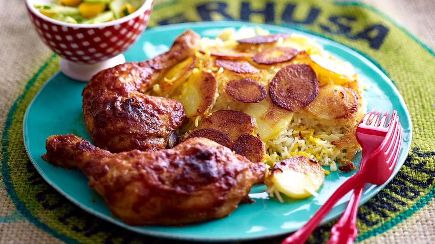 Persischer Kartoffelreis mit feurigen Hähnchenkeulen Rezept - Foto: House of Food / Bauer Food Experts KG