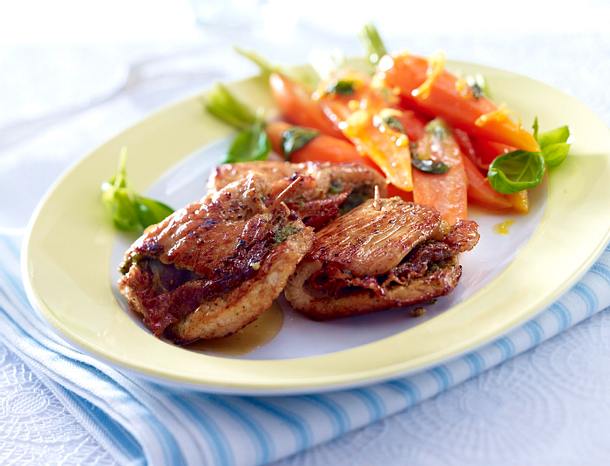 Pestoschnitzelchen mit Zitronenmöhren Rezept Pestoschnitzelchen mit Zitronenmöhren Rezept