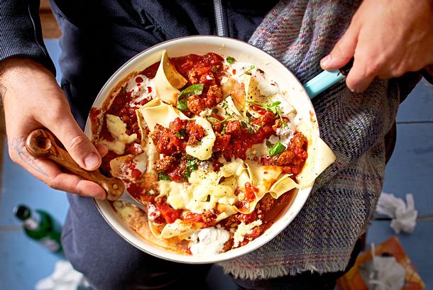 Pfannen-Lasagne gegen Herzschmerz Rezept Pfannen-Lasagne gegen Herzschmerz Rezept