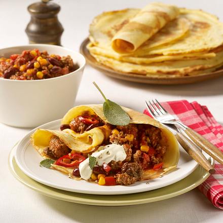 Pfannkuchen mit Chili con Carne-Füllung Rezept