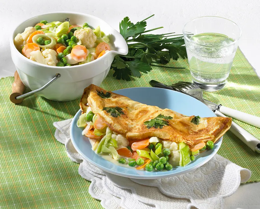 Pfannkuchen mit Gemüsefüllung Rezept Pfannkuchen mit Gemüsefüllung Rezept