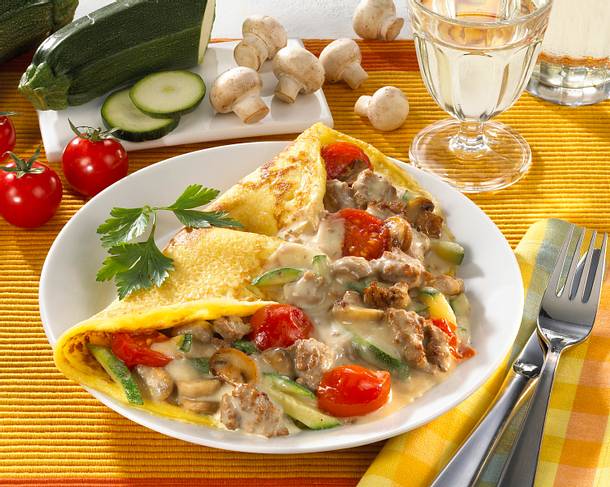 Pfannkuchen mit Hackfüllung Rezept Pfannkuchen mit Hackfüllung Rezept