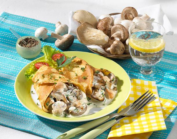 Pfannkuchen mit Pilzfüllung Rezept Pfannkuchen mit Pilzfüllung Rezept