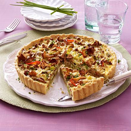 Pfifferling-Quiche mit Paprika und Porree Rezept Pfifferling-Quiche mit Paprika und Porree Rezept
