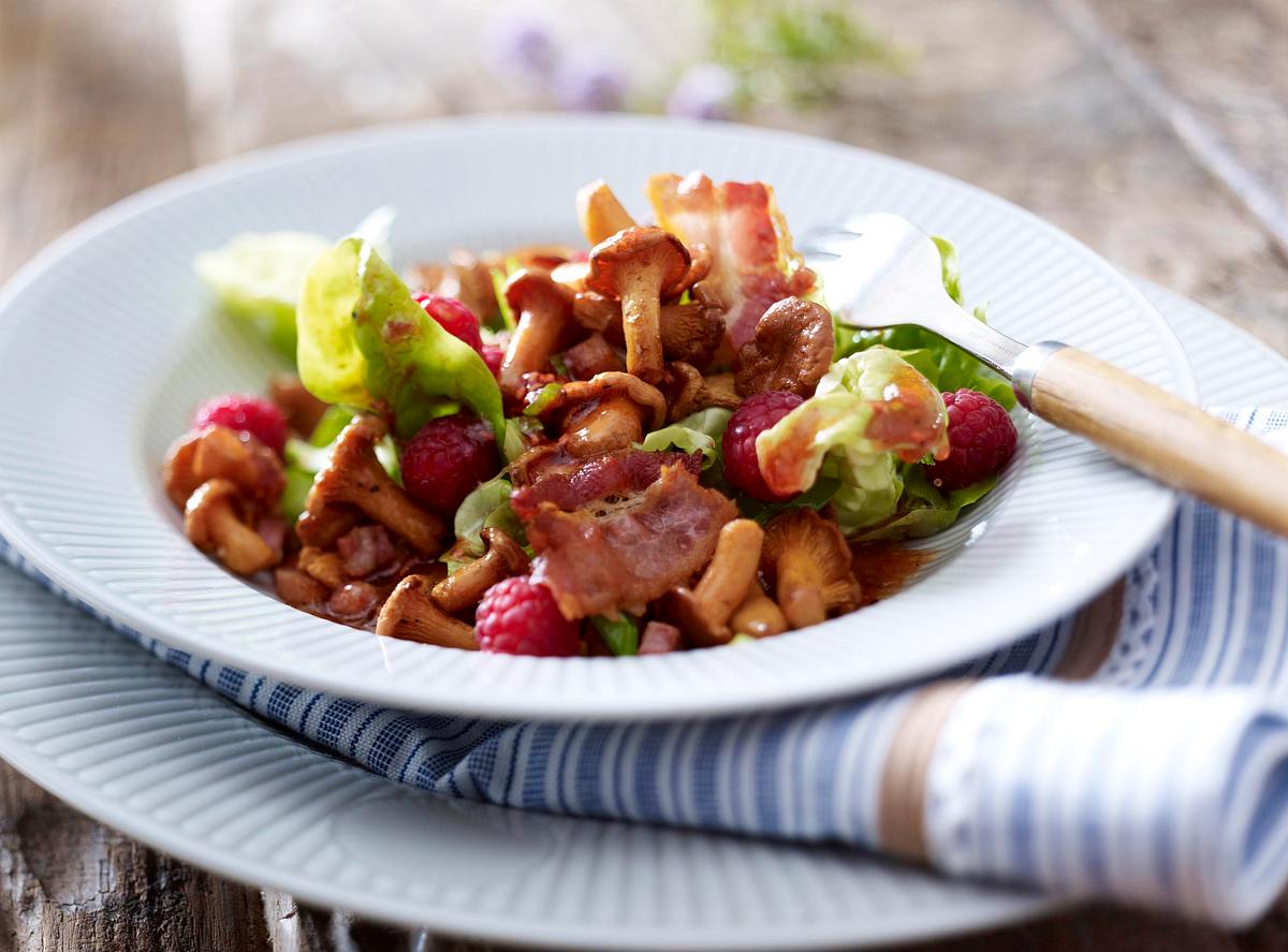 Pfifferlingssalat mit Himbeeren Rezept