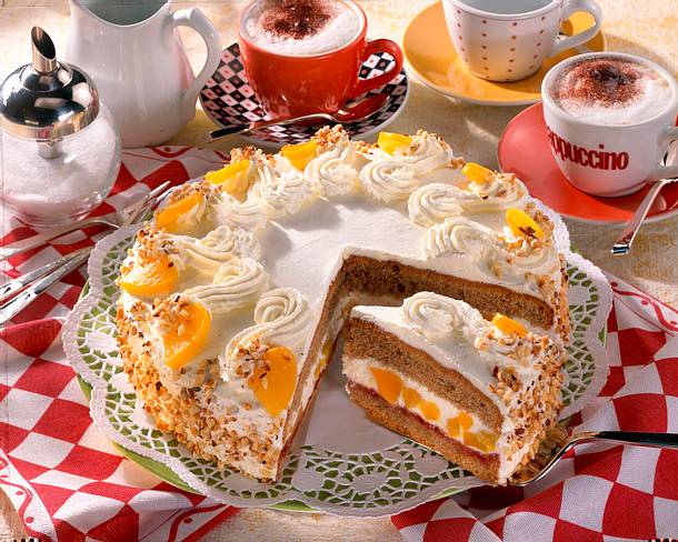 Pfirsich-Cappuccino-Torte Rezept Pfirsich-Cappuccino-Torte Rezept