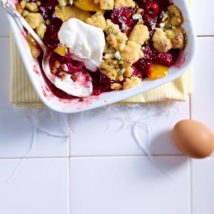 Pfirsich-Himbeer-Crumble Rezept
