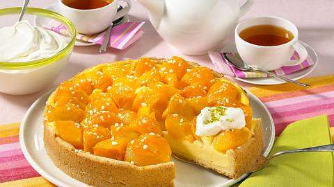 Pfirsich-Pudding-Kuchen mit frischen Früchten Rezept - Foto: House of Food / Bauer Food Experts KG
