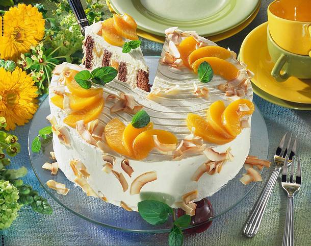 Pfirsich-Schokoladen-Wickeltorte Rezept Pfirsich-Schokoladen-Wickeltorte Rezept