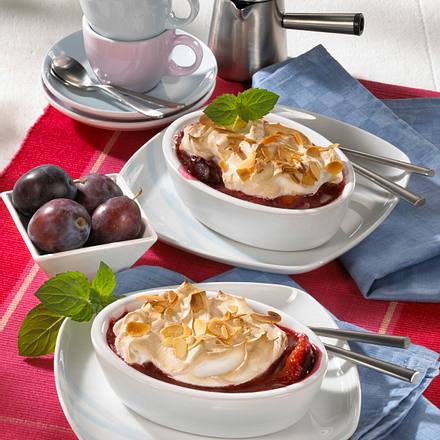 Pflaumen mit Mandelbaiser Rezept