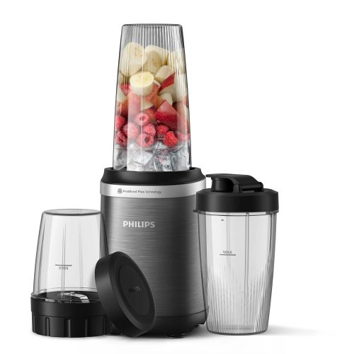 PHILIPS HR 2767/00 Smoothie Maker (Grau, 1000 Watt, mit 3-bechern (300ml,500ml,700ml))