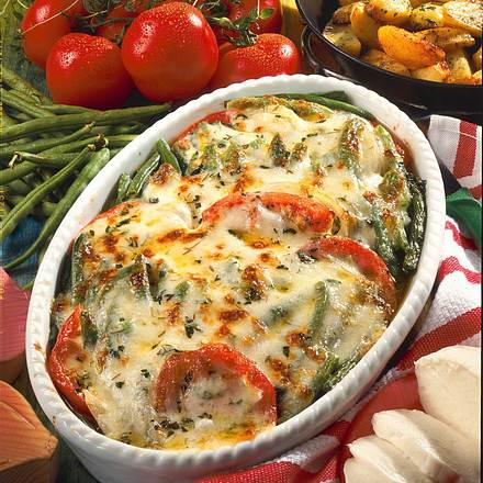 Pikanter Bohnen-Auflauf mit Mozzarella Rezept