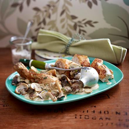 Pilz-Sherry-Frikassee zu Brathähnchen Rezept Pilz-Sherry-Frikassee zu Brathähnchen Rezept