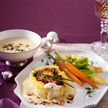 Pilz-Wickelkloß in Käsesahnesoße Rezept