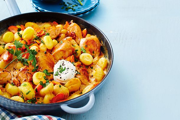 Pilzrahmtopf mit Mettenden Rezept Pilzrahmtopf mit Mettenden Rezept