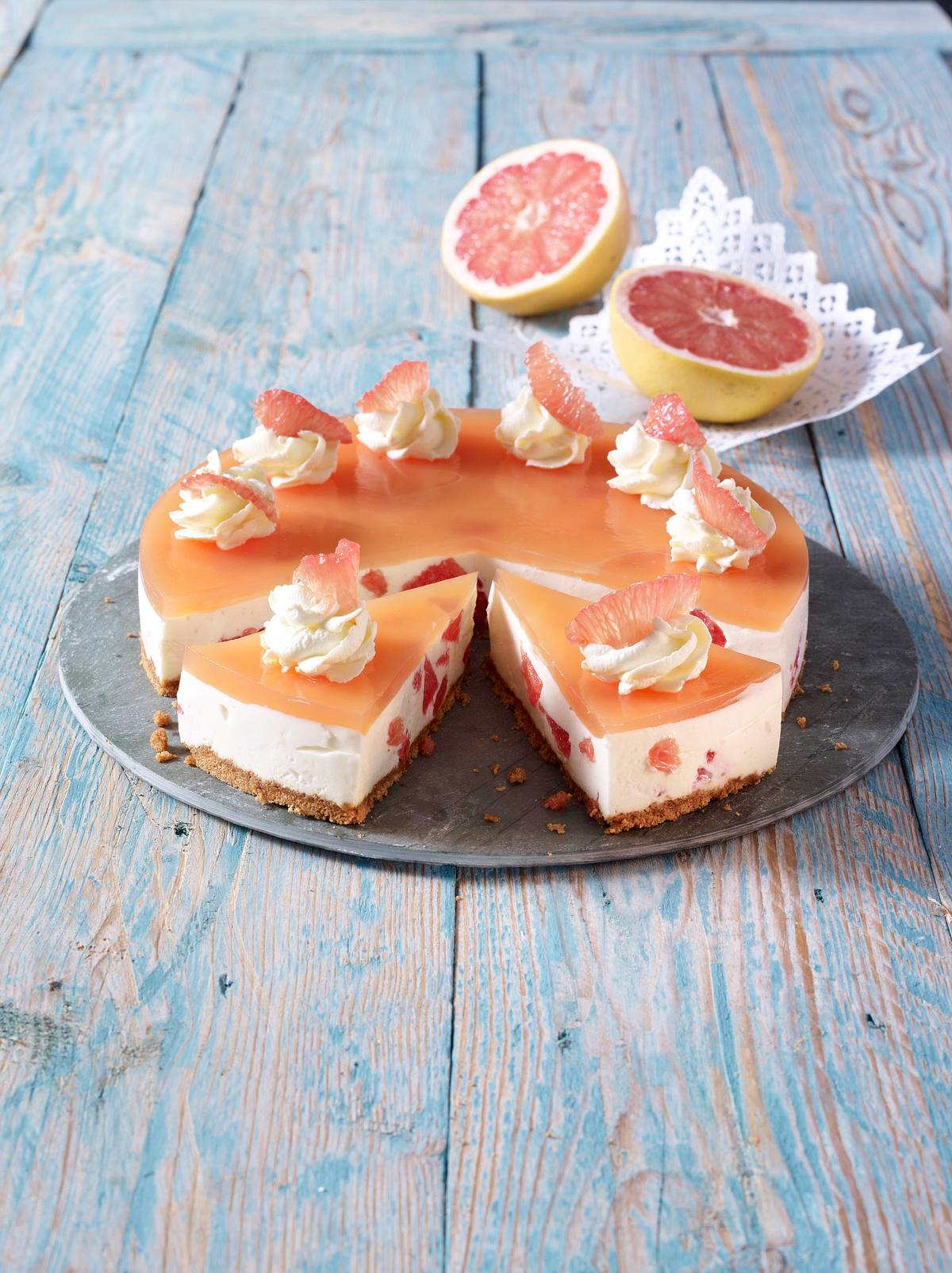 Pink Grapefruit-Frischkäsetorte Rezept