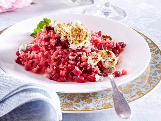Pink-Risotto mit Kräuter-Paneer Rezept
