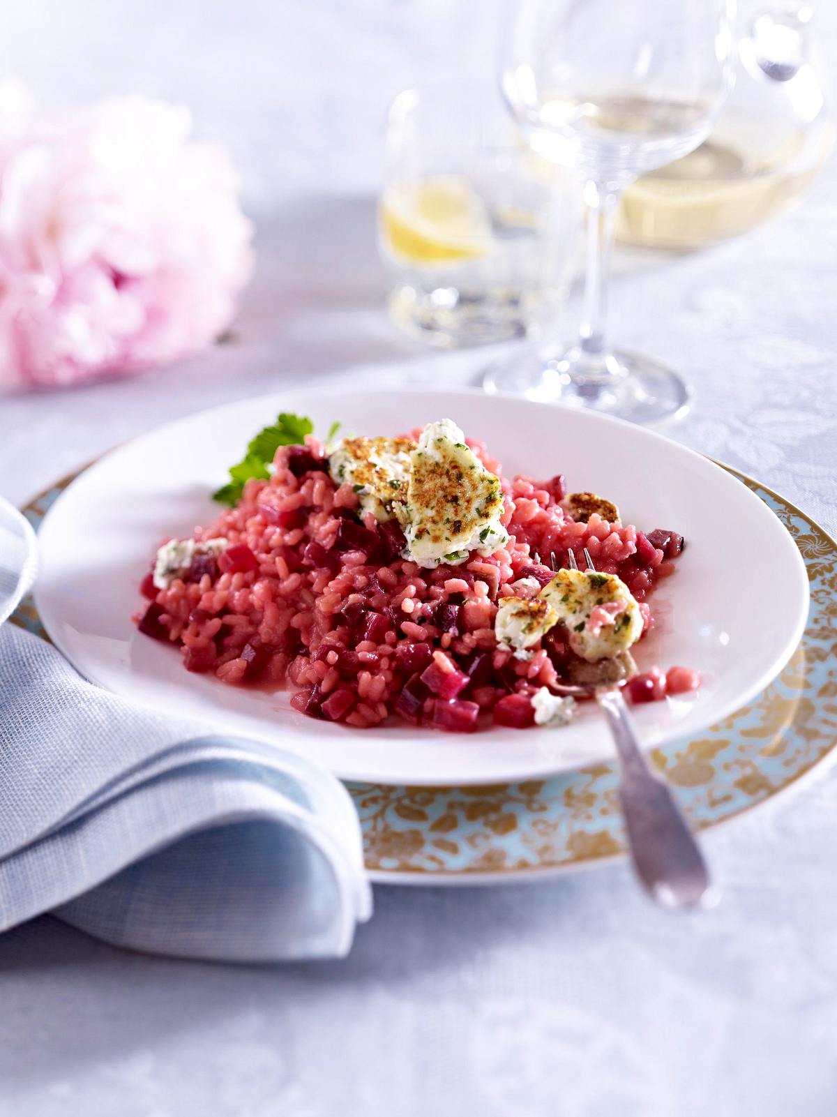 Pink Risotto mit gebratenem Kräuterpaneer Rezept