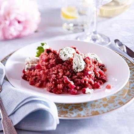 Pink-Risotto mit Kräuter-Paneer Rezept Pink-Risotto mit Kräuter-Paneer Rezept