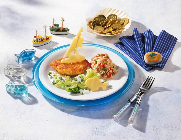 Piratenschnitzel mit Käsesegel Rezept