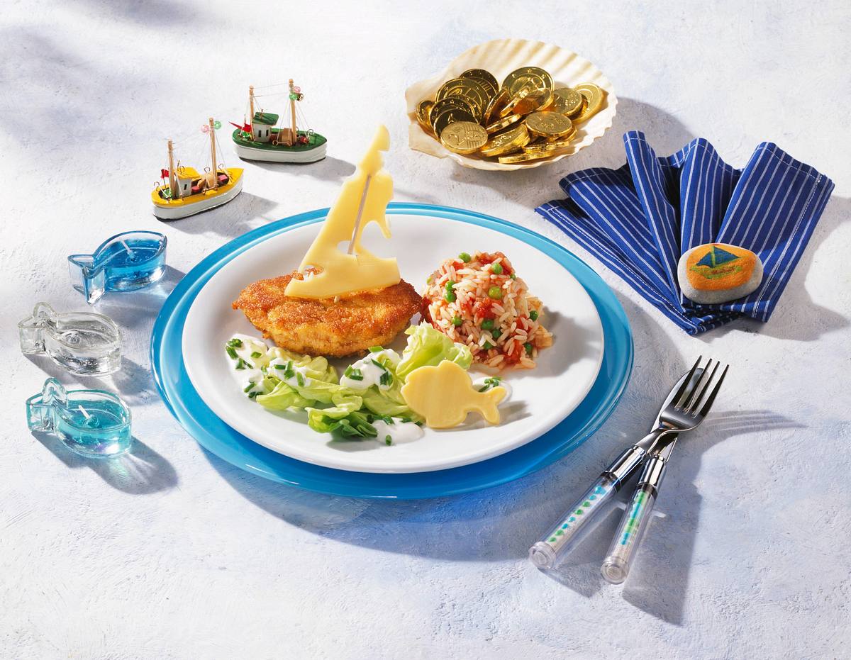 Piratenschnitzel mit Käsesegel Rezept