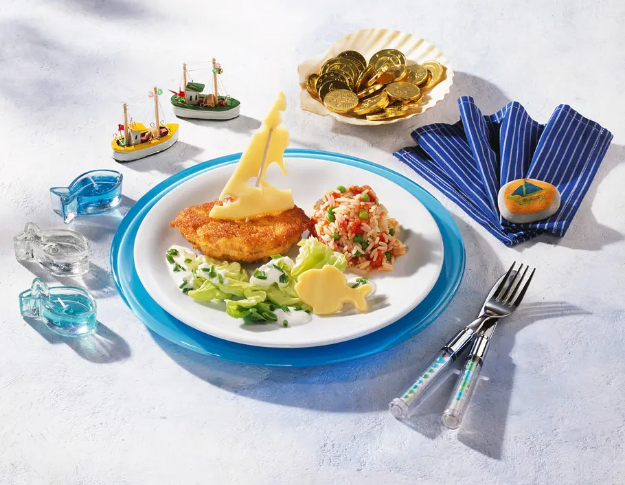 Piratenschnitzel mit Käsesegel Rezept Piratenschnitzel mit Käsesegel Rezept