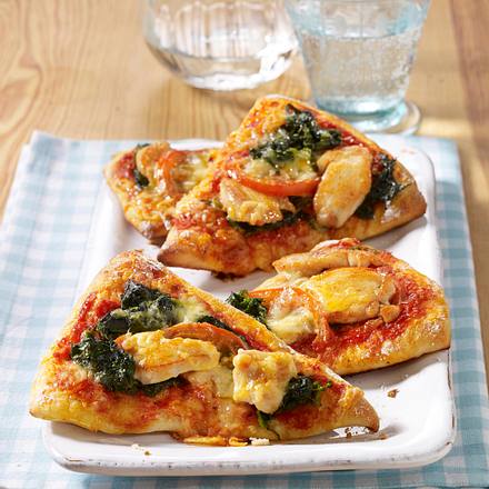 Pizzaecken mit Hähnchen und Spinat Rezept