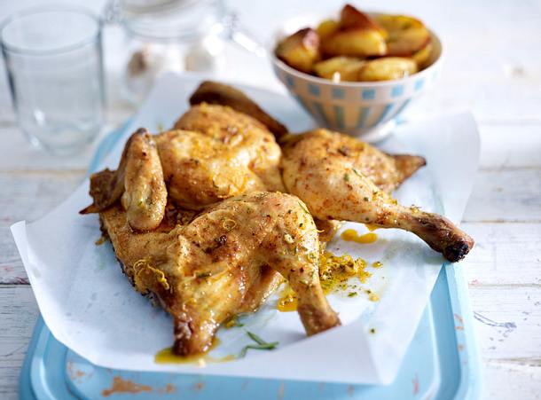 Plattes Huhn mit Kartoffeln Rezept Plattes Huhn mit Kartoffeln Rezept