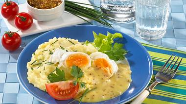 Pochiertes Ei in Senfsoße mit Kartoffelpüree (Diabetiker) Rezept - Foto: Maass
