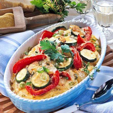 Polenta mit Gemüsehaube Rezept Polenta mit Gemüsehaube Rezept