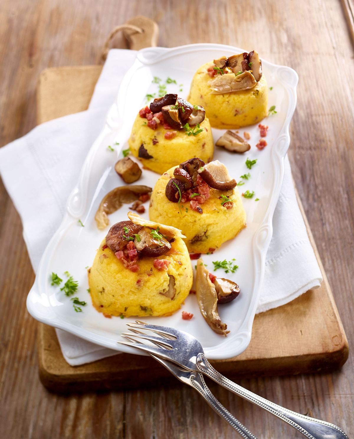 Polentatörtchen mit Pilzen Rezept