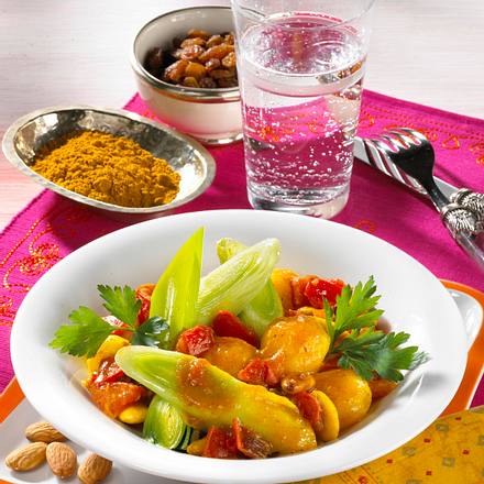 Porree in Rosinen-Curry Rezept