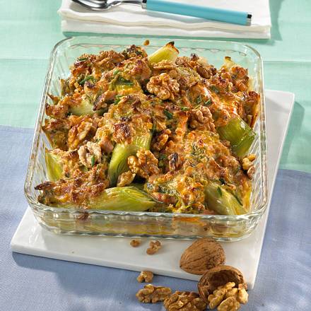 Porree-Walnuss-Gratin Rezept