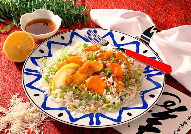 Porreereis mit Fischfilet Rezept